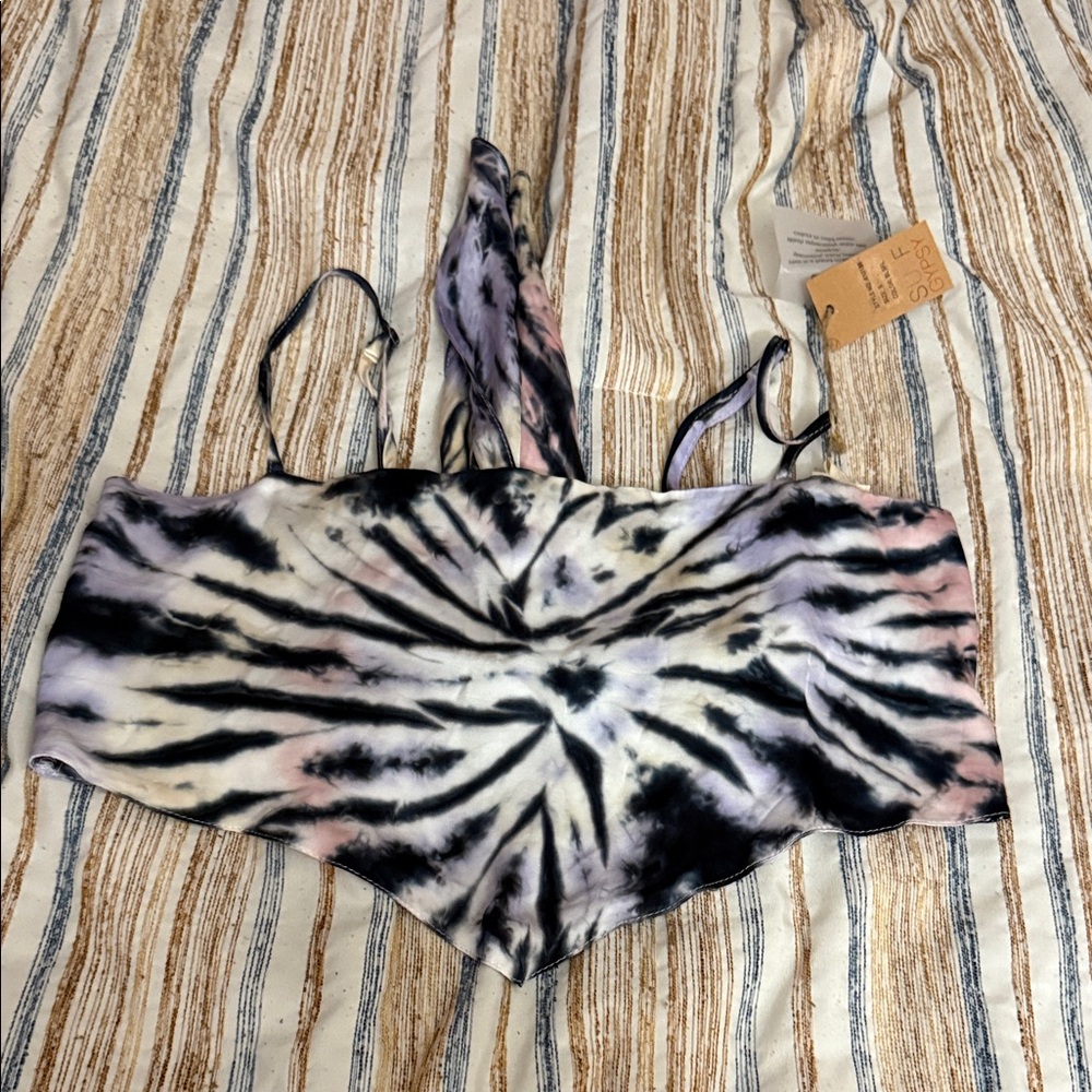 Surf Gypsy Tie-Dye Tube Top - Black, White, Pink